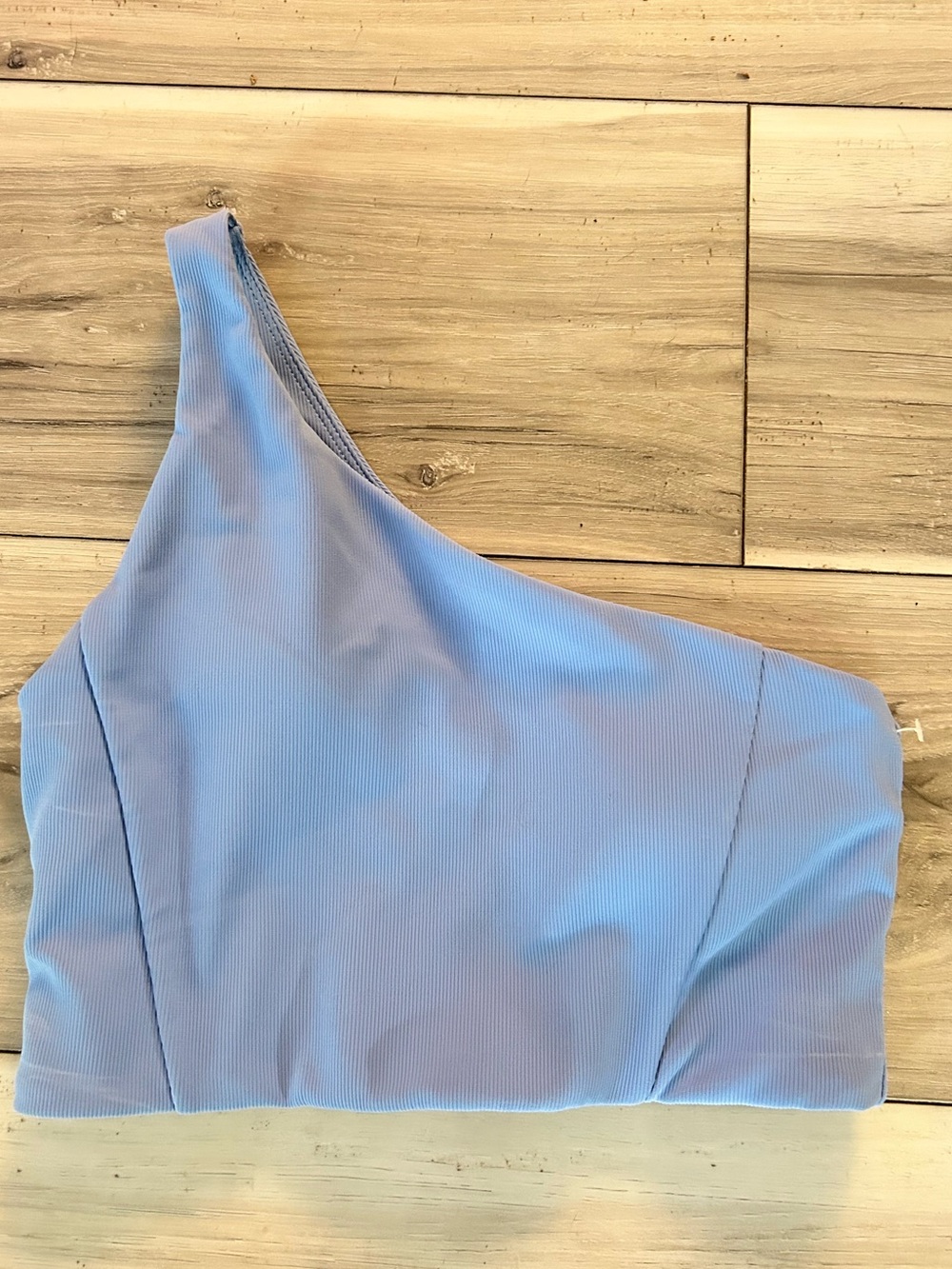 WILO The Label One Shoulder Ribbed Crop Top XS Light Blue Activewear